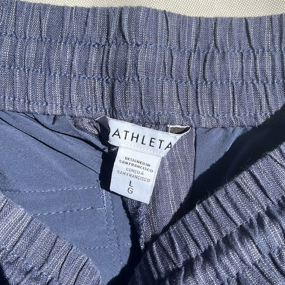 Athleta Cabo Linen Textured Blue Wide Leg Pants - Picture 12 of 14